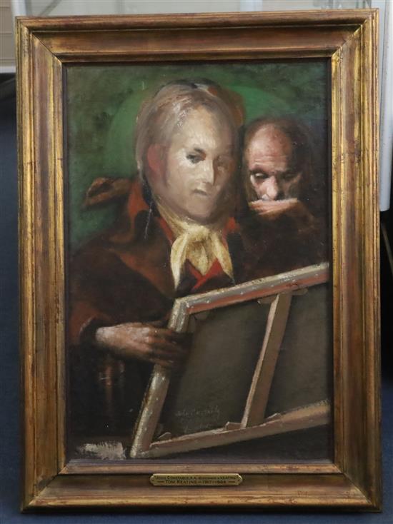 § Tom Keating (1917-1984) John Constable R.A. discovers a Keating? 24 x 15.75in.